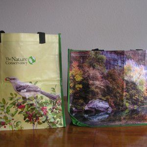 Pair of Large Nature Conservancy reusable grocery totes